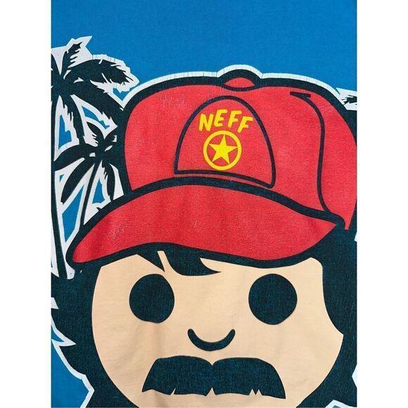 NEFF MEN'S LARGE GRAPHIC BLUE T-SHIRT W/ NEFF HEAD AND PALM TREES LOGO - Picture 4 of 7